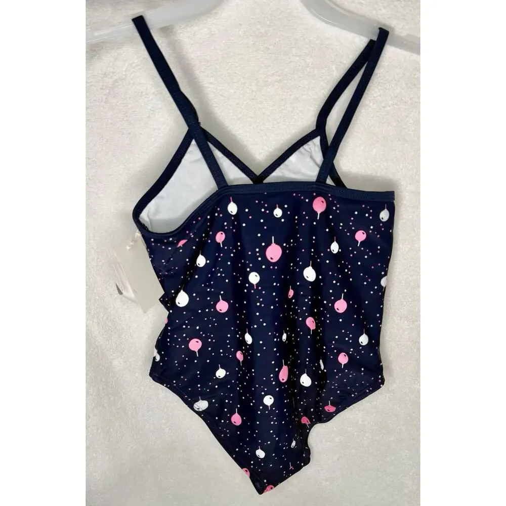 3T CUTE Toddler Girls’ Navy/Pink Birthday Balloons One-Piece Bathing Suit Ruffle